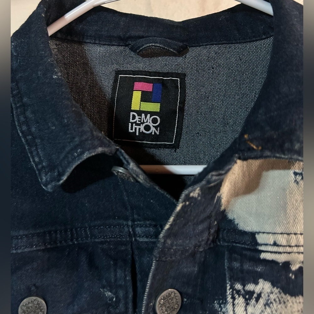 Hand Painted Graffiti Denim Jacket Streetwear Grunge One of a Kind M - Picture 6 of 10